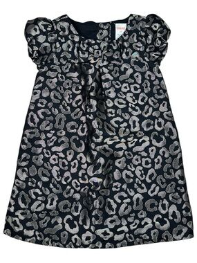 Gymboree Black & Gold Leopard Print Jacquard Dress
